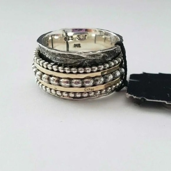 Paz Creations 14K Yellow Gold & Sterling Silver Spinning Ring 7 - Picture 5 of 5